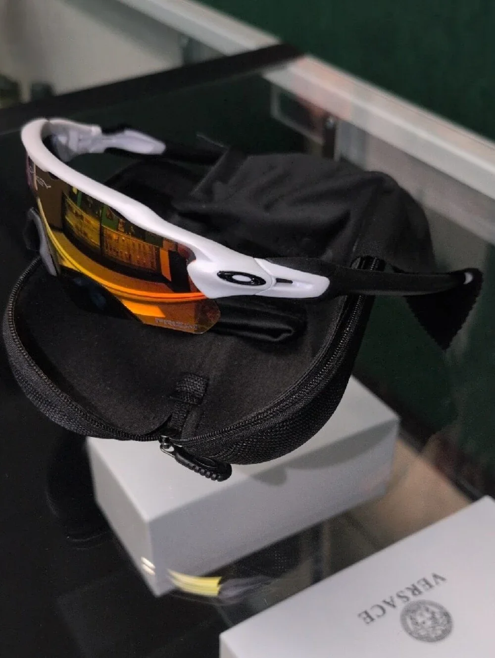 Authentic Oakley White Frame Sunglasses with Orange-Red Prizm Lens BRAND NEW